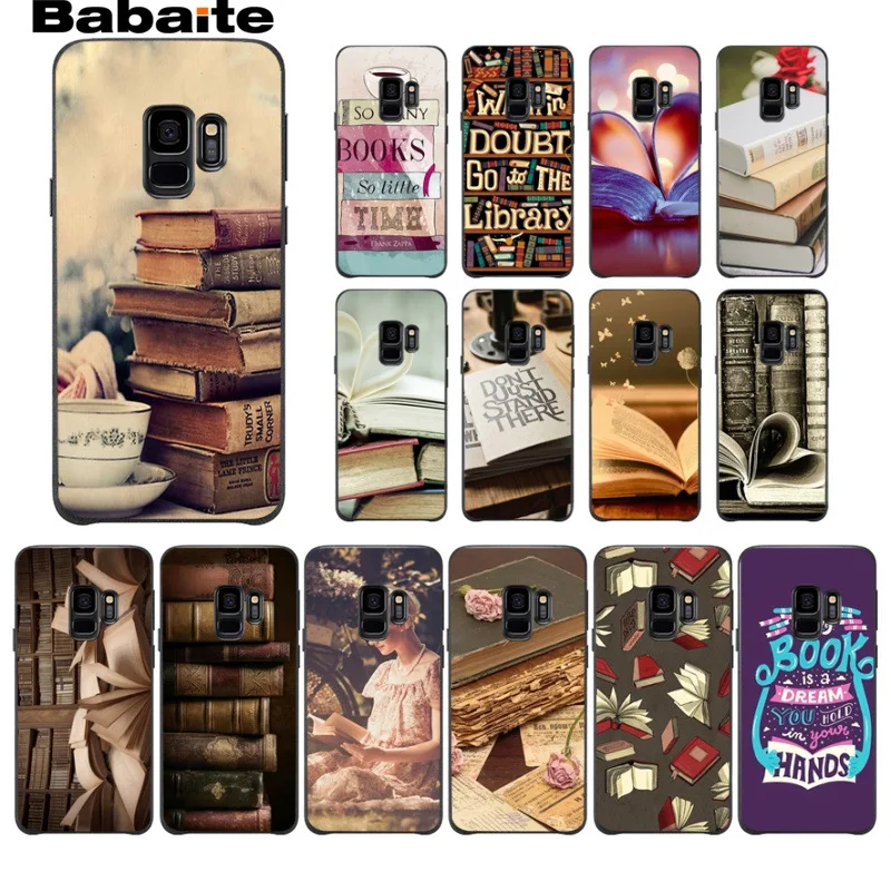 

Books Pile Library Reading Phone Case cover Shell For Samsung Galaxy s9 s8 plus note 8 note9 s7 s6edge funda Babaite