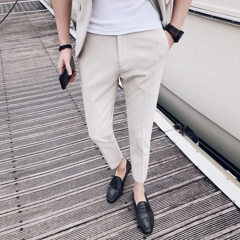 2018 New England Anti-wrinkle Korean Pure Color Casual Trousers Fashion Personality Classic Influx Men's Nightclub Hair Stylist
