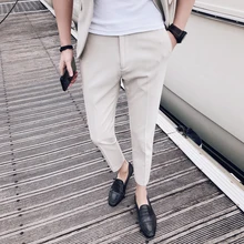 2018 New England Anti-wrinkle Korean Pure Color Casual Trousers Fashion Personality Classic Influx Men's Nightclub Hair Stylist