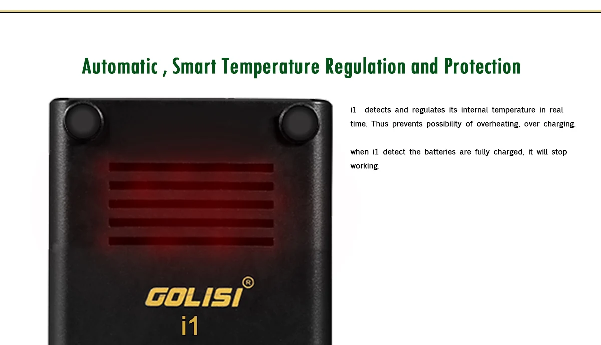 Golisi I1 LCD Display USB Port Lite Battery Charger for Li-ion/Ni-mh/Ni-cd Battery Single Slot