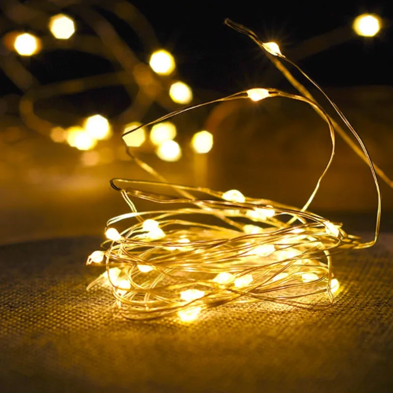 

2M 5M 10M 100 Led Strings silver Wire 3XAA Battery Operated Christmas Wedding Party Decoration LED String Fairy Lights