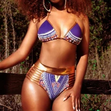 

2018 Hot New African Printed Bikini Set Baths Suit Sexy Two Piece Geometric Swimwear Female Swimsuit High Waist Swim Suit Summer