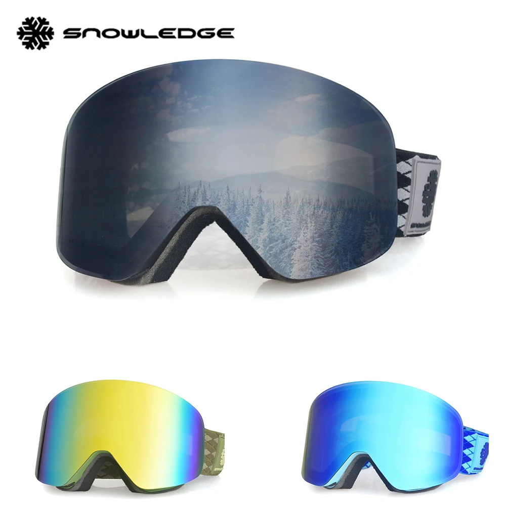 Snowledge New Brand ski goggles, Exchangeable Ski Goggles Double Lens UV400 anti fog