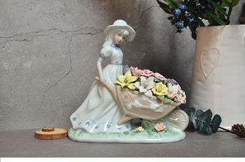 

Handmade Enamel Ceramic Push Flower Girl Angel Ornaments Living French Garden Decoration Birthday Gift