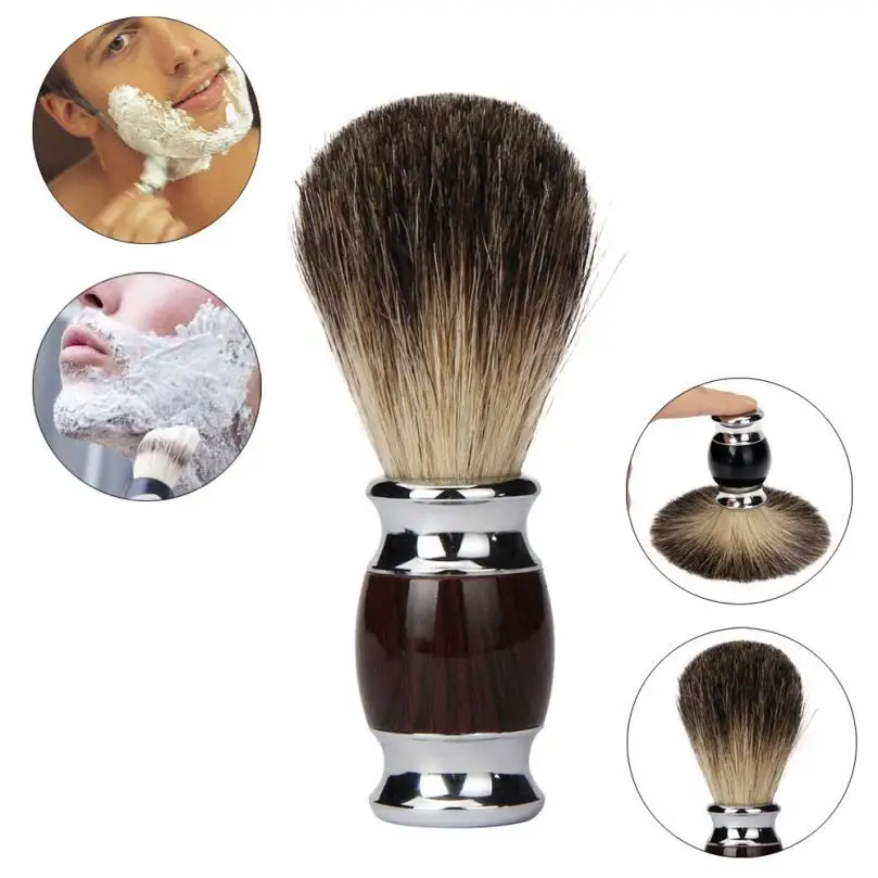 1PCS ZY 100 Pure Badger Hair Wet Shaving Brush Tool Shave Men Salon Barber Tool Brown Free
