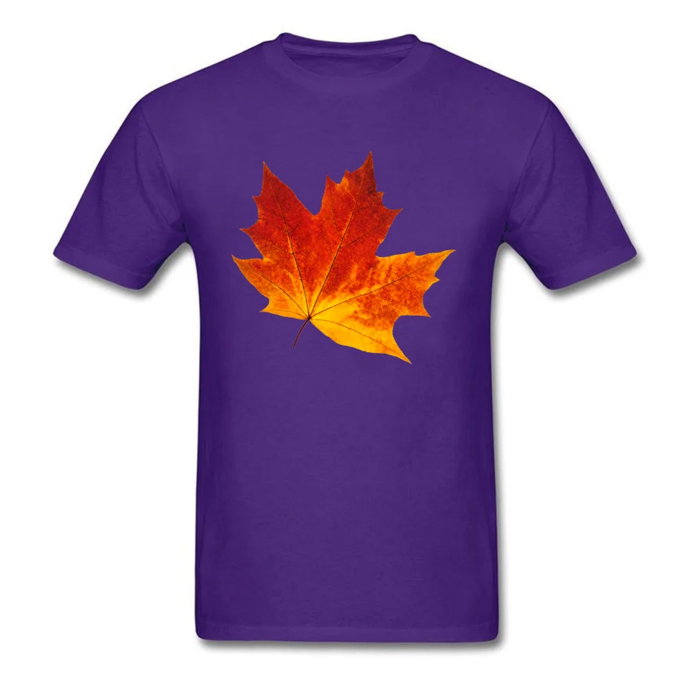 Colorful maple leaf Short Sleeve Tops Tees Crewneck Cotton Fabric Men's T-Shirt Customized Clothing Shirt Family Colorful maple leaf purple