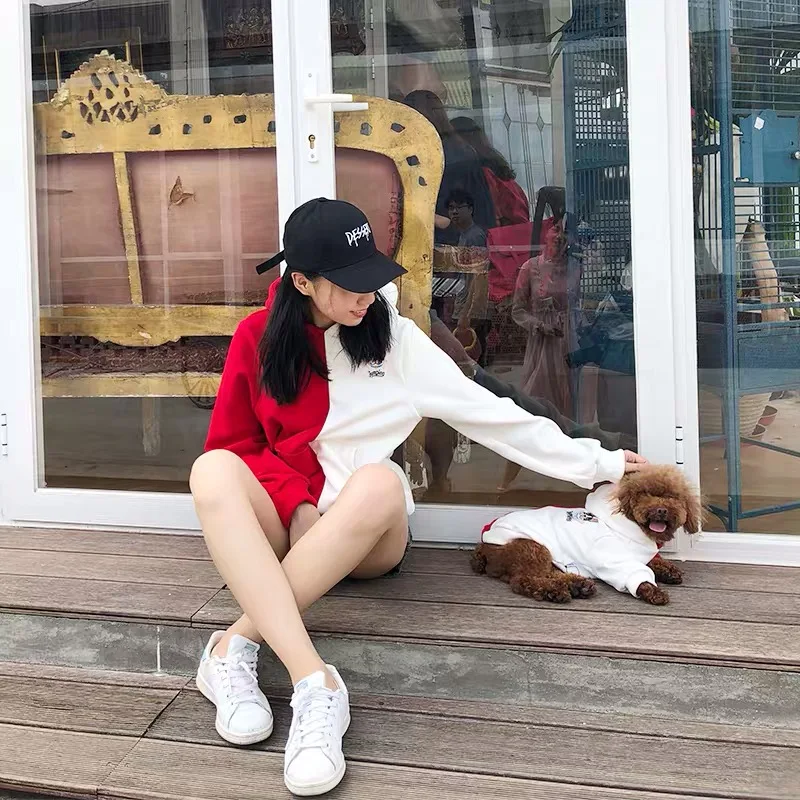 Tide Brand Dog Clothes Pet Puppy Hoodie Parent-Child Outfit French Bulldog Pug Teddy Jacket Coat for Dogs cat Keeping Warm TLC03