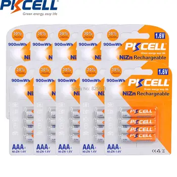

40pcs pkcell 1.6v nizn AAA 900mWh Rechargeable NIZN Battery 3a batteries high quality for flashlight battery
