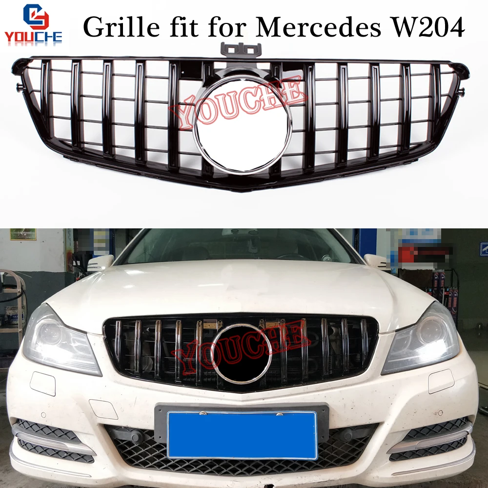 W204 GT Diamond Grill AMG Style Front Hood Grille for Mercedes C W204