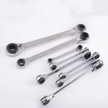 1Piece Double End Ratchet Wrench 4 In 1 Multi Spanner Wrenches Two-way Hand Tools mainpoint 7pcs 10pcs ratchet wrenches kit double end 8 19mm combination cr v ratcheting socket spanner wrench hand tools sets
