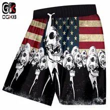OGKB мужские шорты летние забавные с принтом американского флага череп 3d доска Бермуды шорты человек фитнес тренировки по колено боксеры и брюки