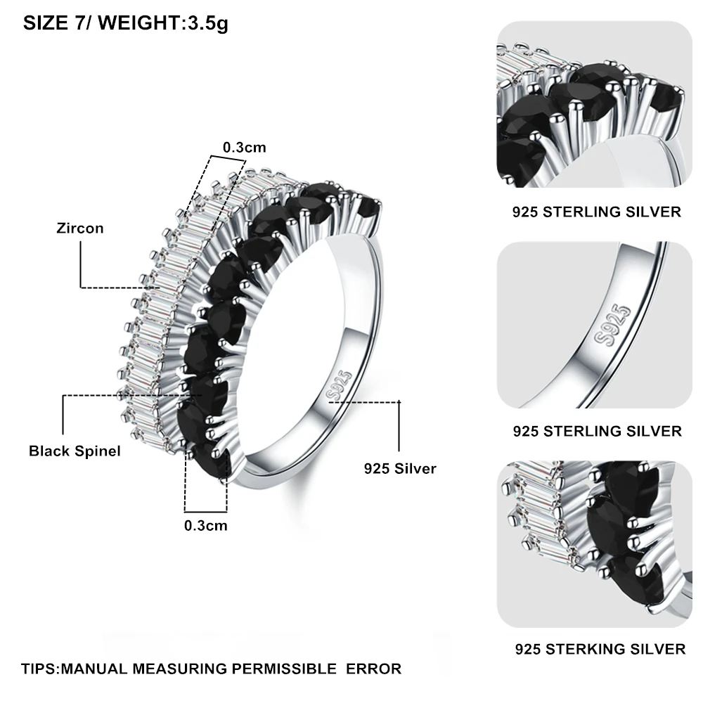 Новинка, романтическое 925 пробы Серебряное ювелирное изделие для помолвки, черная шпинель, обручальное кольцо для женщин, Anillos Mujer G071