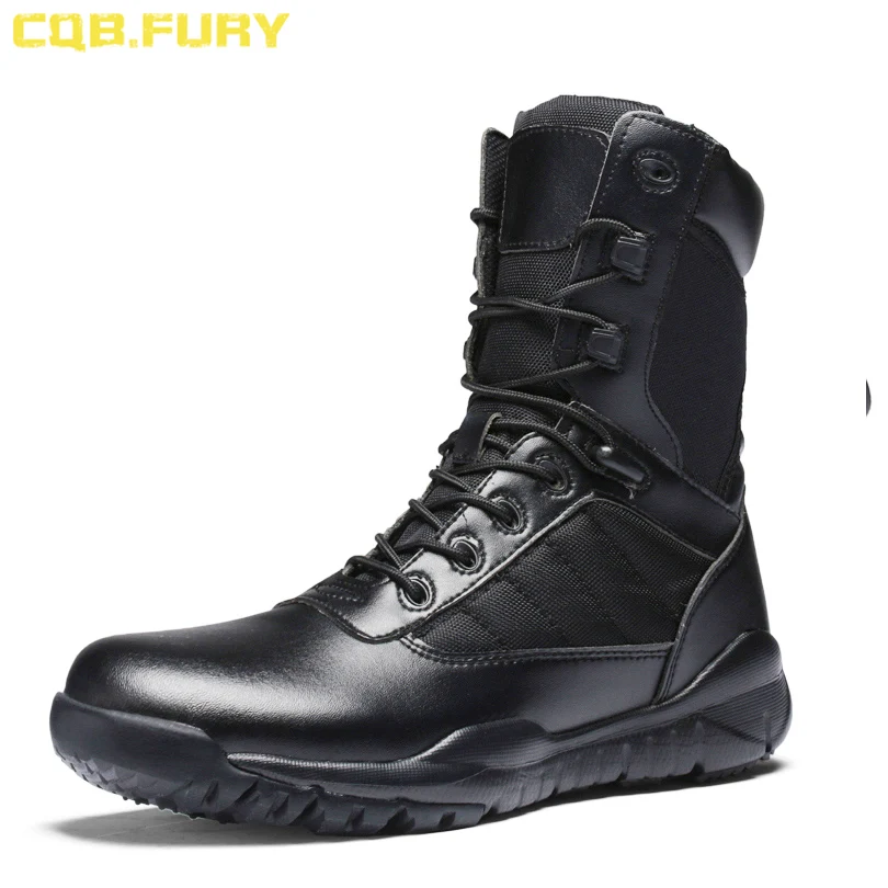 

CQB.FURY CQB.FURY Military Boot Men Waterproof Tactical Leather Black Army Boots Lace-up Ankle Strap Boot size 38-46ZD-fly tige