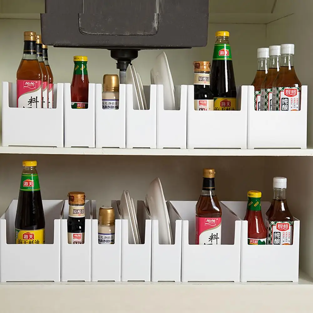 

Cabinet Storage Box Kitchen Tableware Container Box Plastic Spice Cookware Snacks Organizer Rack Office Book Files Finishing Box