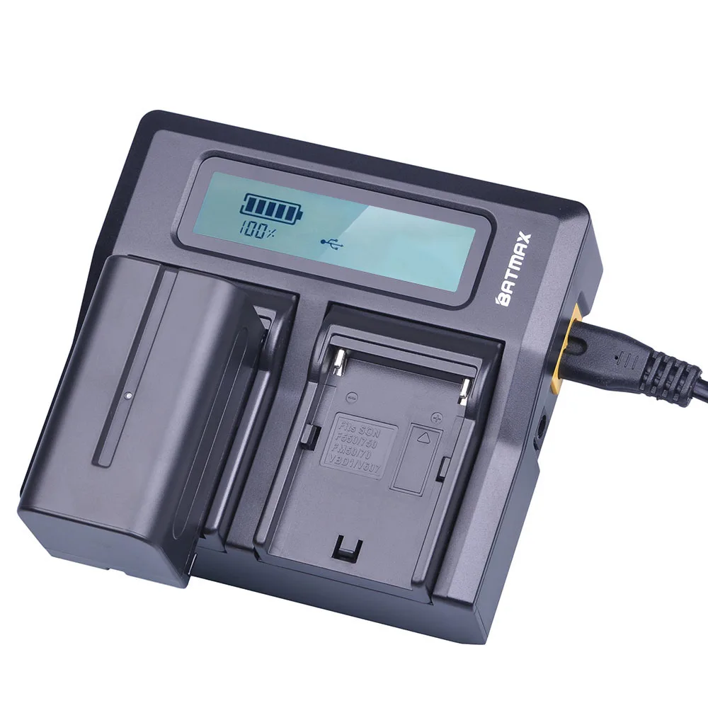 Bateria + Lcd Duplo para Sony Batmax F750 np F770 Rápido Carregador F970 F960 Ccd-tr917 Ccd-tr940 2pc 5200mah Np-f750 Np-f770 - Image 4