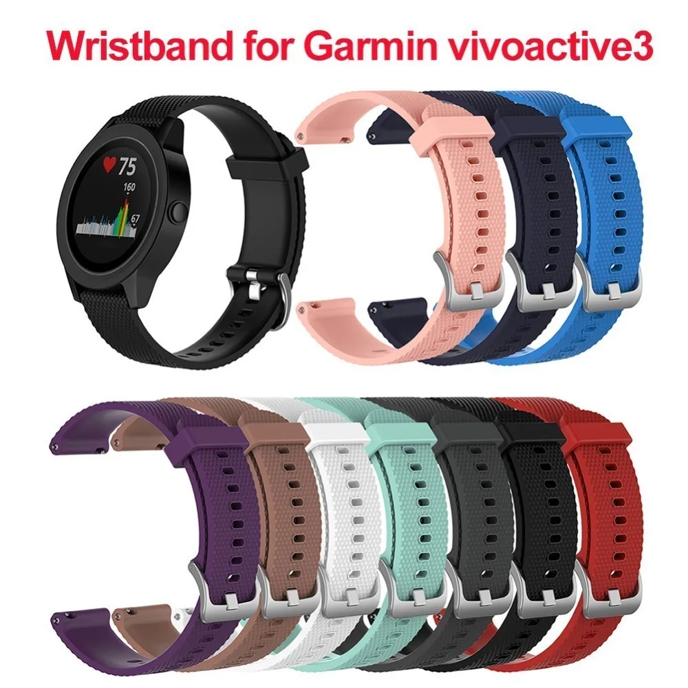 

NEW Soft Silicone Replacement Strap L/S Size for Garmin vivoactive3 vivomove HR Colorful Smart Wristband for GARMIN VIVOACTIVE 3