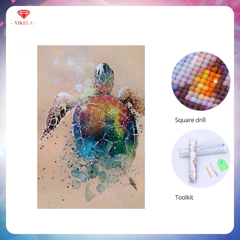 

YIKELA 5D Diamond Painting Full Square Accessory Rhinestone Colored Sea Turtle Diamond Painting Diamond Embroidery DIY Drill Kit