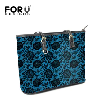 

FOURDESIGNS Large Bag Women's Leather Luxury Handbags Vintage Flower Printing Shoulder Bags Top-handle Bags Elegant Ladies Totes
