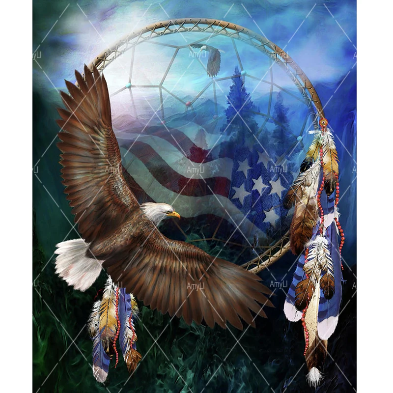 

5d DIY Diamond Painting Cross Stitch KIT full square diamond embroidery American flag Bald eagl Dream catcher feather Home Decor