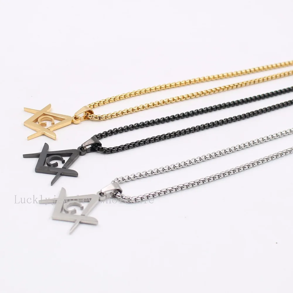 Stainless Steel Masonic Symbol Pentagram religion Jewelry Men's Rolo CHAIN necklace 3