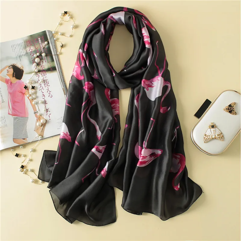 Summer Women Scarves Luxury Brand Silk like Bufandas Exquisite Red