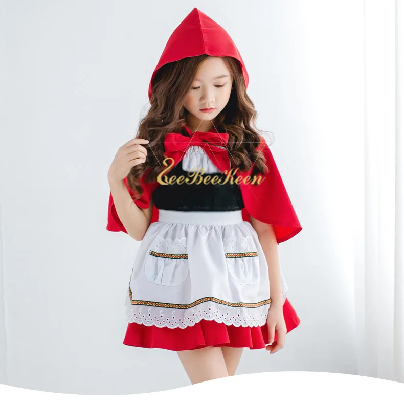 Платья с красной шапочкой платье принцессы для девочек Рождественский маскарадный костюм подарок на год Праздничная праздничная одежда-накидка для детей