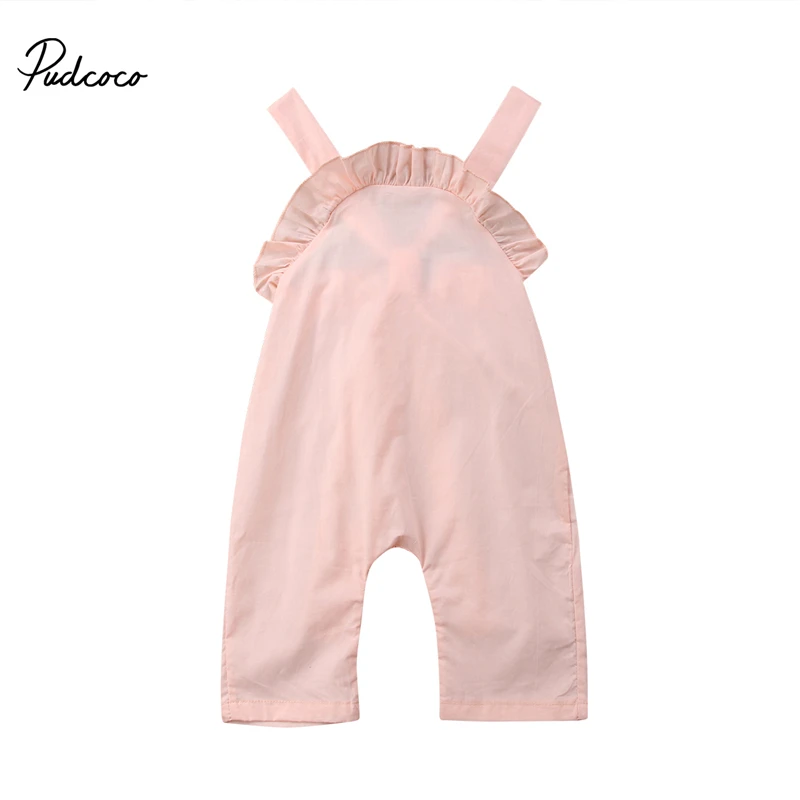 pudcoco 0 4Y Toddler Baby Girl Summer Pink white Ruffle Romper cotton