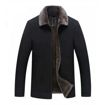 

New dad winter jacket plus velvet thick middle-aged men's jacket warm coat autumn and winter mens clothing 2019