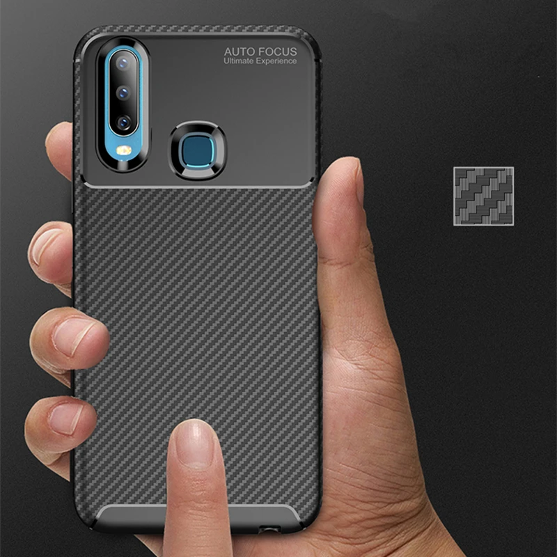Ударопрочный чехол из углеродного волокна и ТПУ для Vivo Y17 Y3 Y5 Y12 Y15 2019 U3x U10 полная