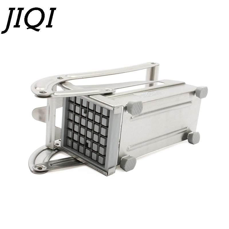 JIQI нержавеющая сталь фри Картофельная полоса резак картофель машинка для нарезки чипсов ручной толчок фри измельчитель слайсер 8 мм 10 мм лезвие