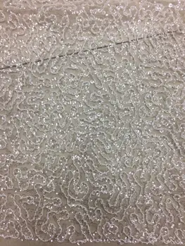 

African guipure lace fabrics with beads cici-61412 high quality embroidery tulle lace cord for party dress