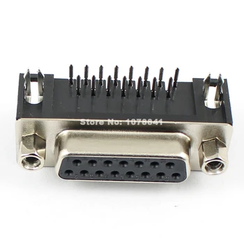 

10 Pcs Per Lot D-SUB Right Angle 15 Pin Female PCB Connector 2 Rows DB15F
