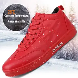 SUROM Мужская зимняя теплая обувь высокого качества кожаная повседневная обувь 2018 Новая мода Красный Белый Черный Мужская Высокая обувь