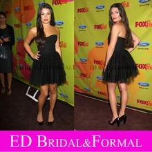 Lea Michele Kleine Schwarze Kleid FUCHS herbst Eco Casino Minicocktailparty Promi-kleider