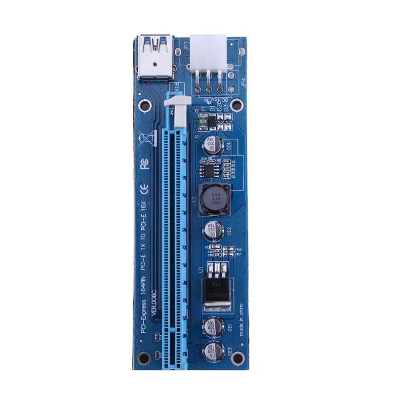 6pin стояк силовой проводки PCIE Riser USB3.0 PCI-E 1x до 16x удлинитель Riser Card для BTC Mining Antminer Litecoin Miner(только плата