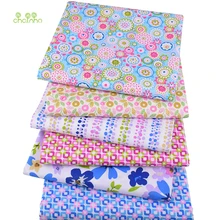 Chainho, 6 шт./лот, синий цветочный серии печатных саржевая хлопковая ткань, Лоскутная Ткань, DIY швейный материал для стеганых изделий для малышей и детей