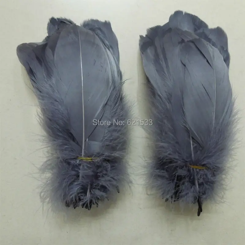 GREY GOOSE 10 pieces Goose Feathers Millinery & Crafts 12-18cm Dark Grey 