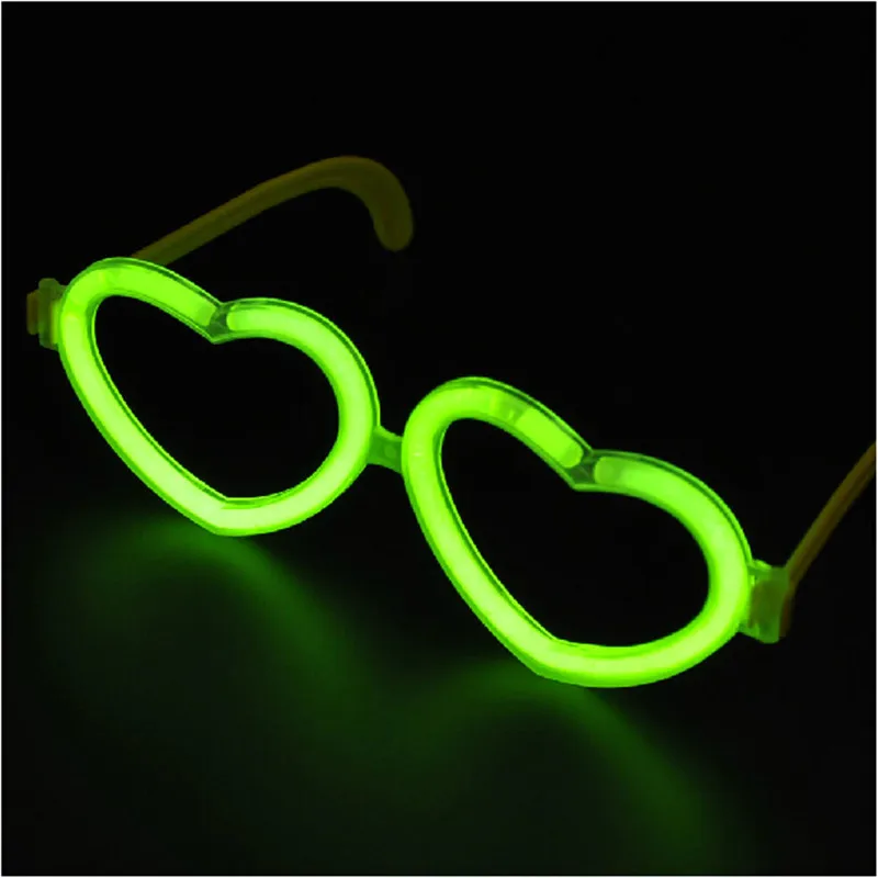 

20pcs/lot Luminous Stick Accessories Plastic Glasses Frame Heart Shape Glow Light Stick Glasses for Party Concert Supplies