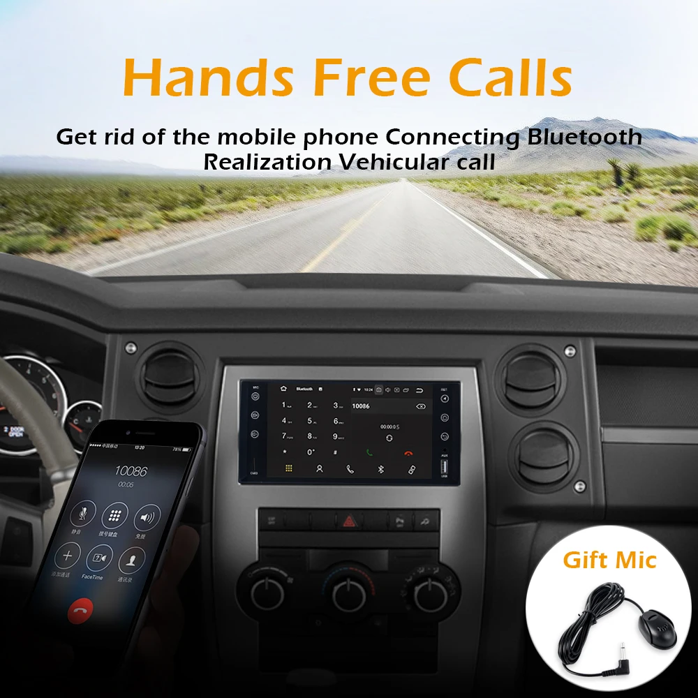 Perfect 7" HD Digital Touch Screen Android 9.0 Double Din Car GPS Radio Player for Jeep Chrysler Dodge with Octa Core 4G RAM 32G ROM 2