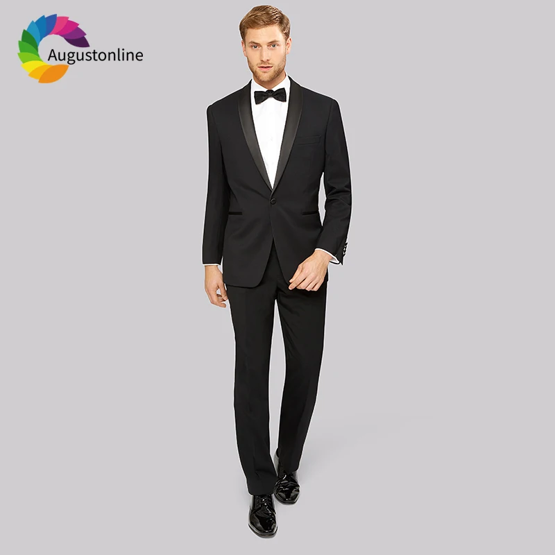 

Slim Fit Black Men Suits Wedding Groom Tuxedos Business Wear 2 Pieces (Jacket+Pants) with Shawl Lapel Bridegroom Suits Best Man