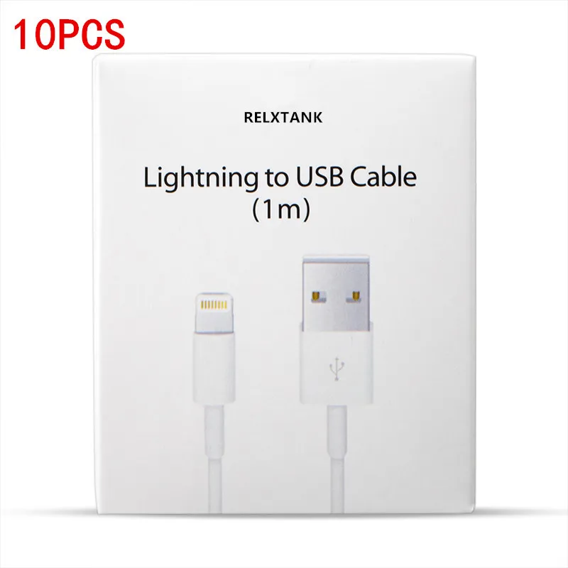 

10PCS USB Cable For iPhone 5 5S 6 6S 7 8 Plus X Fast Charging USB Charging Data Sync Cable For iPad Air Charger Cord With Box