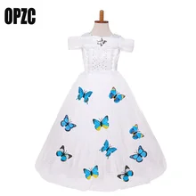 OPZC Baby Girl Cinderella Costume Dress White Lace Gown Princess Fancy kids Clothes For Christmas Snow Queen Cosplay Clothing