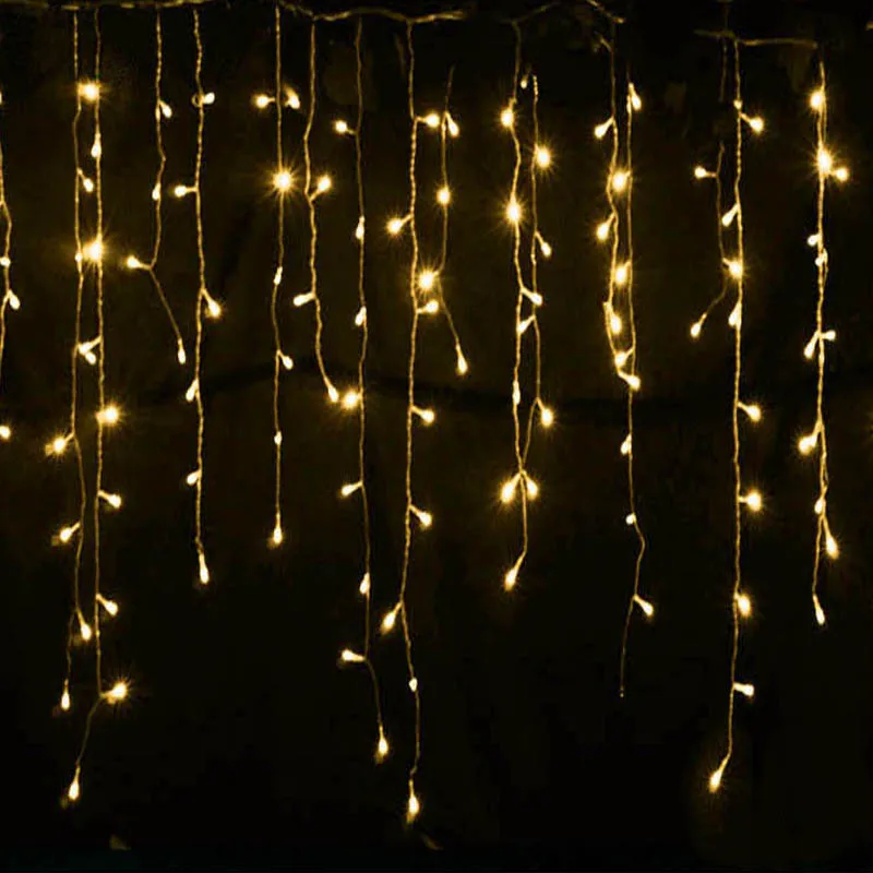 96Leds Garden Curtain Icicle String Lights 4M EU Garland 0.6 Droop Outdoor Icicle Lamp Holiday Wedding Party Festival Home Decor (2)