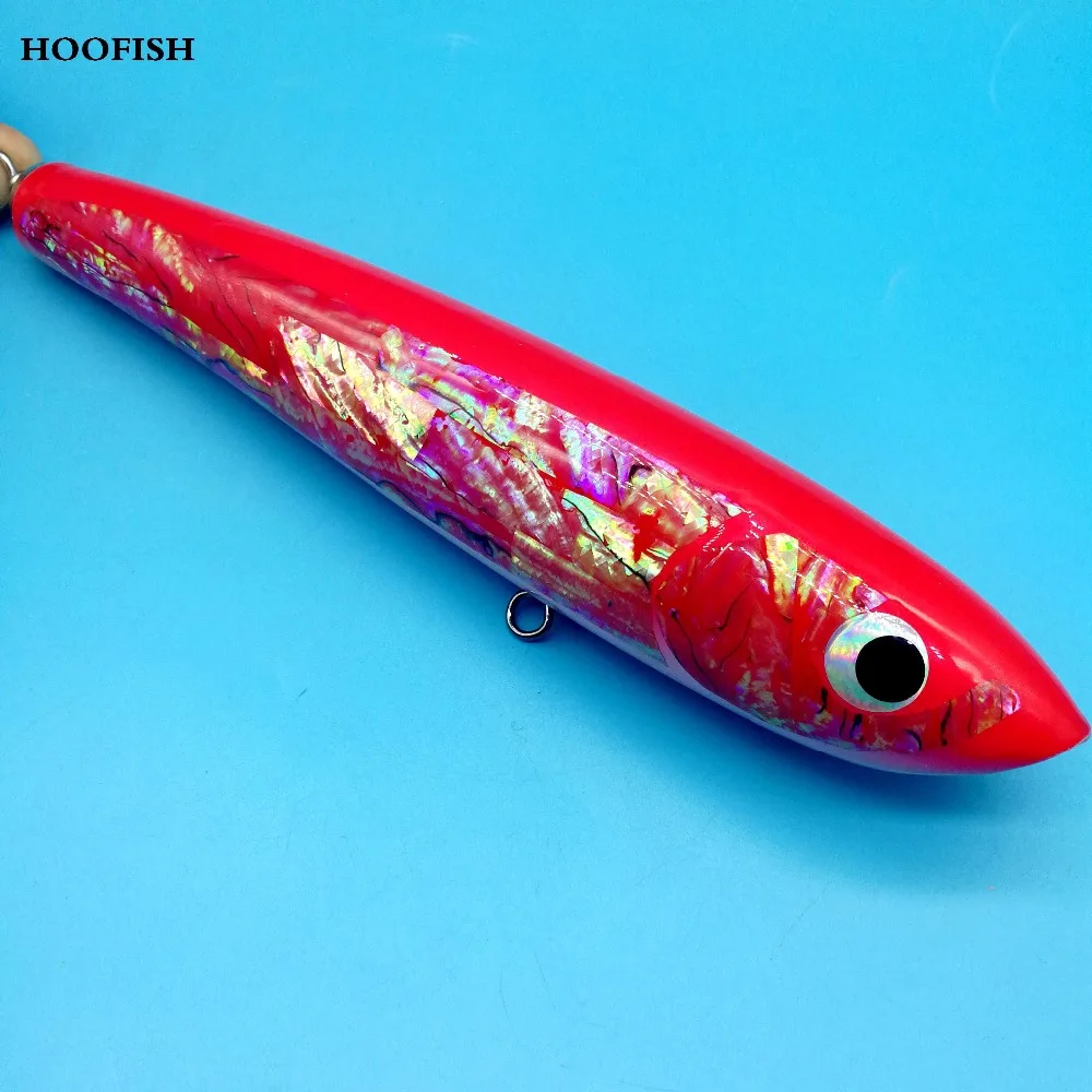 

HOOFISH 1PCS 120G/22CM Topwater Wooden Stick bait GT Surface Trolling Lures Deep Sea Handmade Fishing Lure