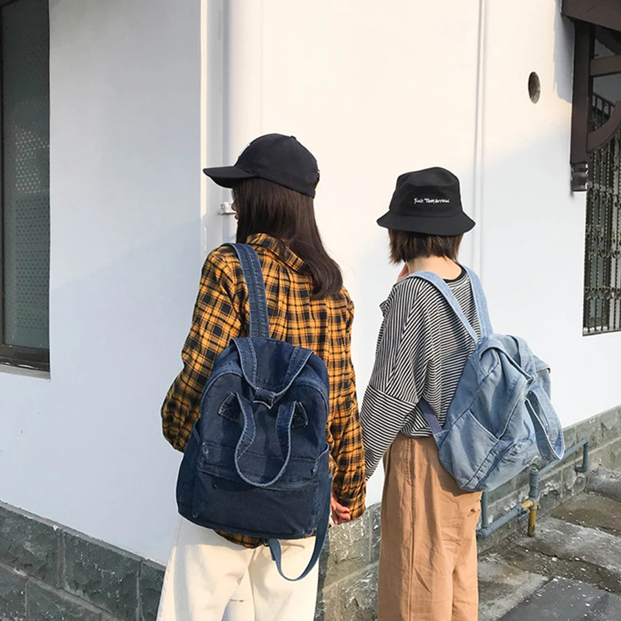Джинсовая школьная сумка, Подростковый рюкзак для девушек, вместительные женские рюкзаки, дорожная сумка для студентов Mochila Bolsa harajuku, рюкзак