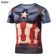 WIPU Captain America T Shirt 3D Printed T-shirts Men Avengers iron man Civil War Tee Cotton Fitness Clothing Male Crossfit Tops