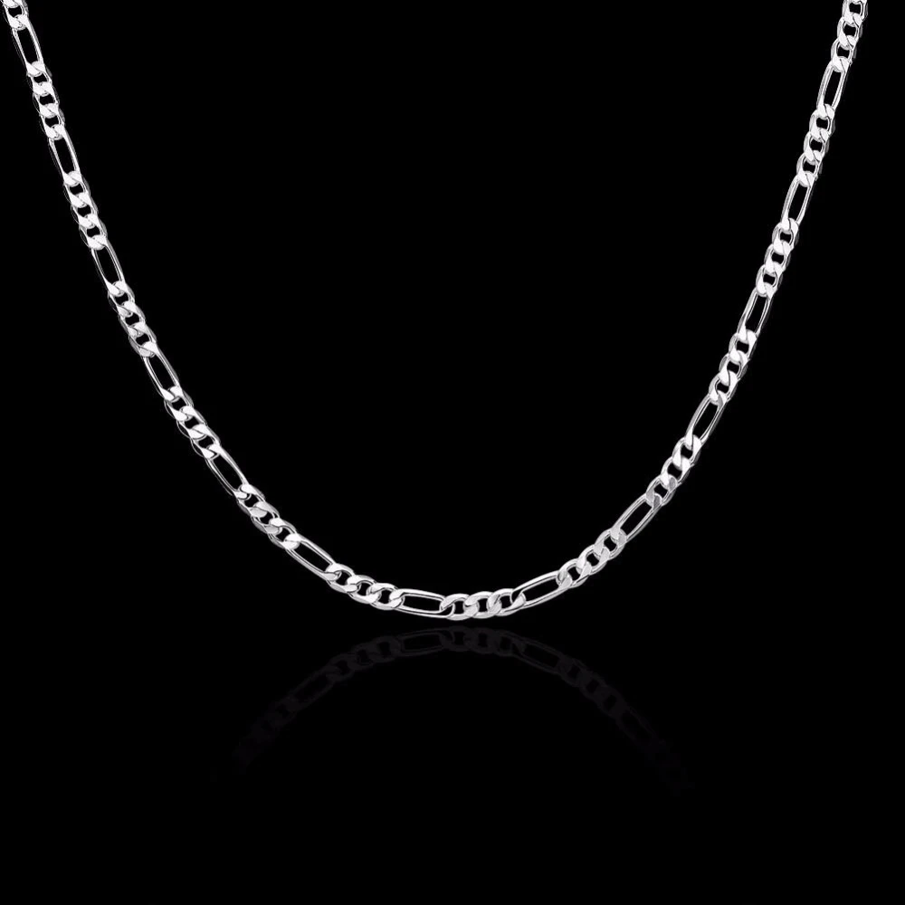 40-75 см Тонкая 925 пробы Серебряная 4 мм Фигаро цепочка ожерелье для женщин девочек и мальчиков детские итальянские ювелирные изделия колье sieraden Colier