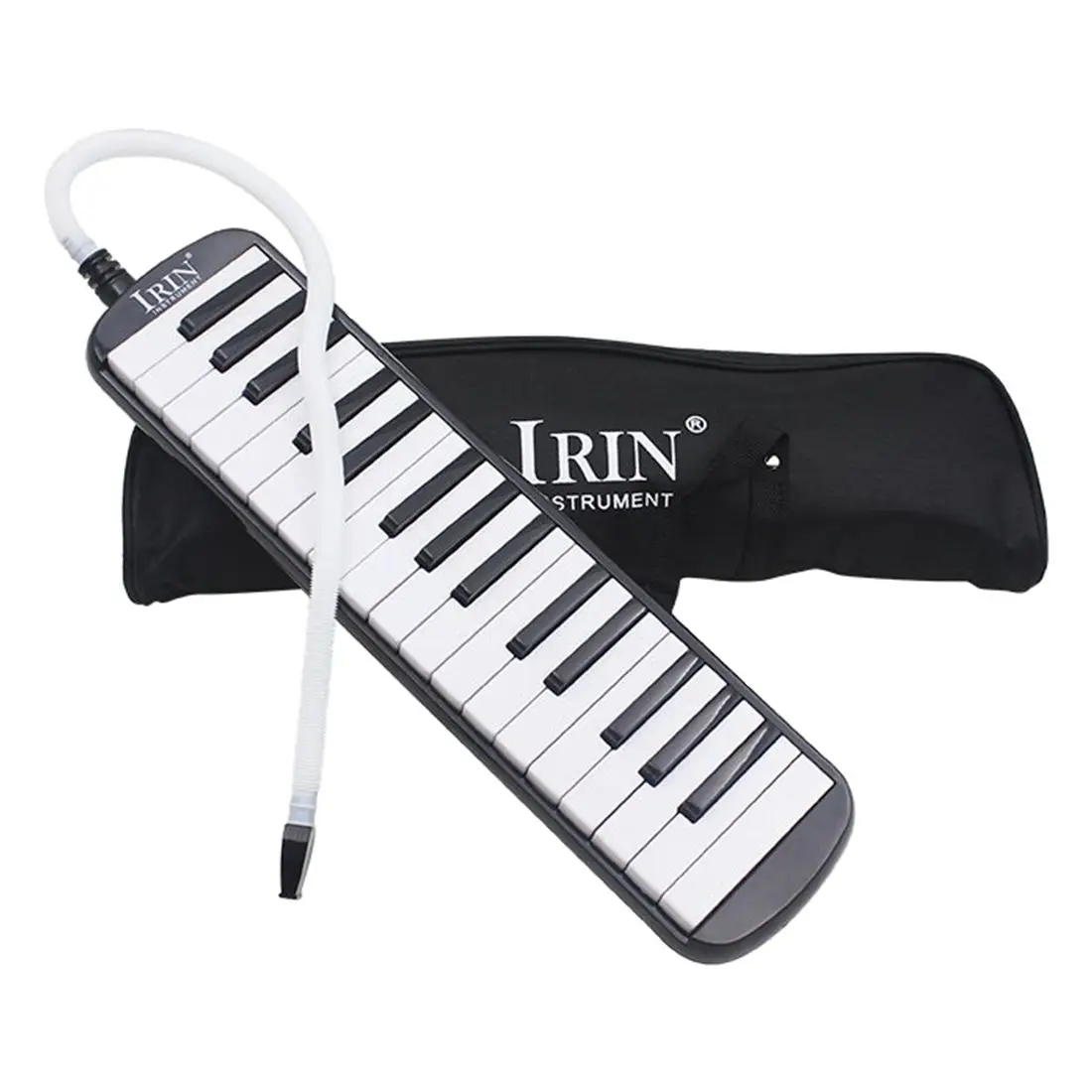 

IRIN 32/37 Key Piano Style Melodica With Deluxe Carrying Case Organ Accordion Mouth Piece Blow Key Board Black Instrument