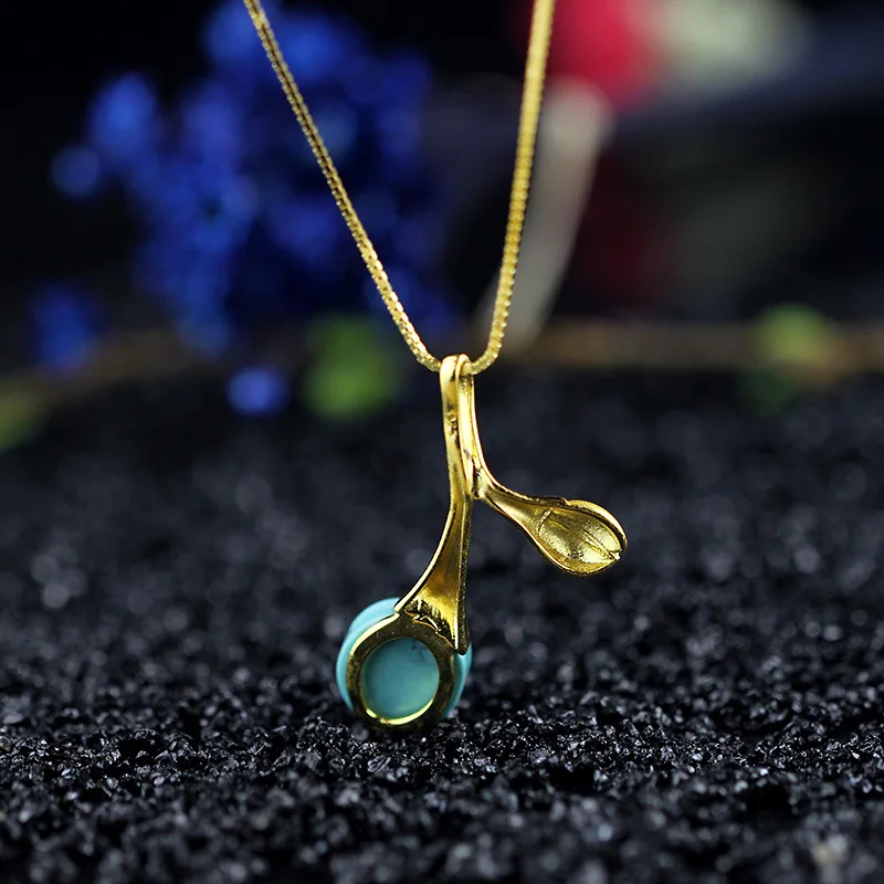 Серьги подвески из серебра 100% пробы с натуральным бирюзовым камнем|jewelry sets|set for