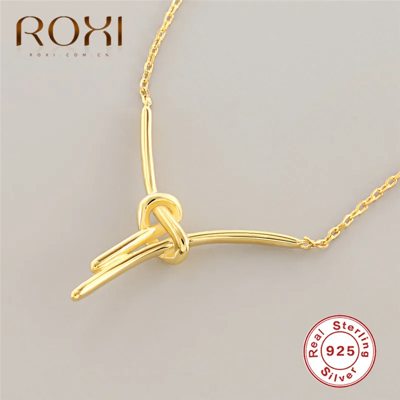 

ROXI Trendy Knot Torque Necklace for Women 925 Sterling Silver Choker Necklace Gold Link Chain Statement Necklace Jewelry Kolye